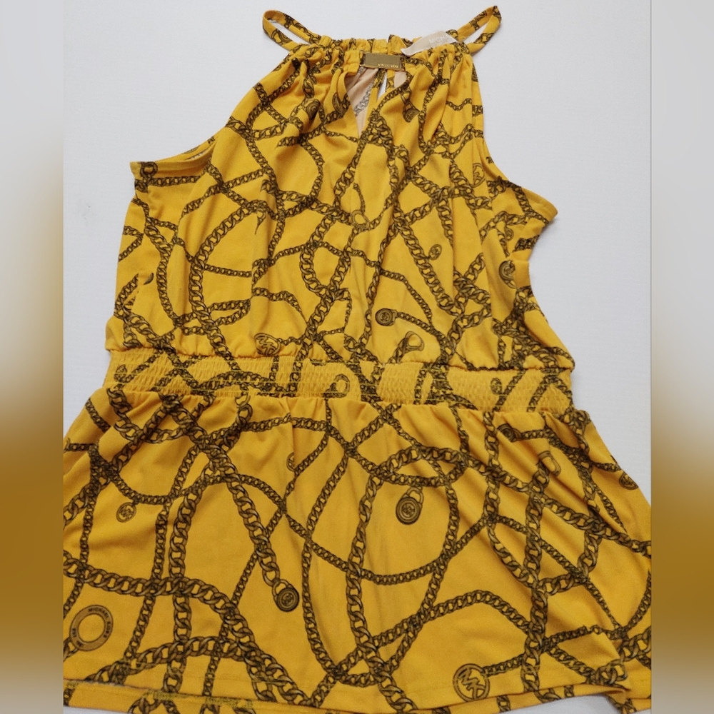 Chain Print Yellow Halter Top